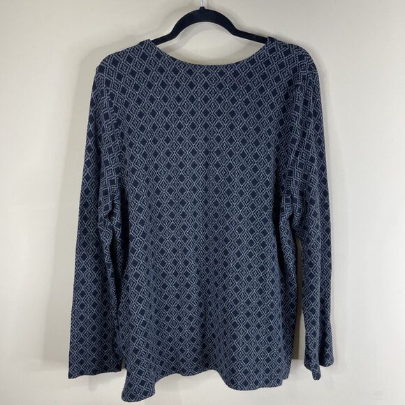 J. Jill Long Sleeve Top Sweater Womens Size XL Black Geometric Print Long Sleeve - Picture 3 of 8